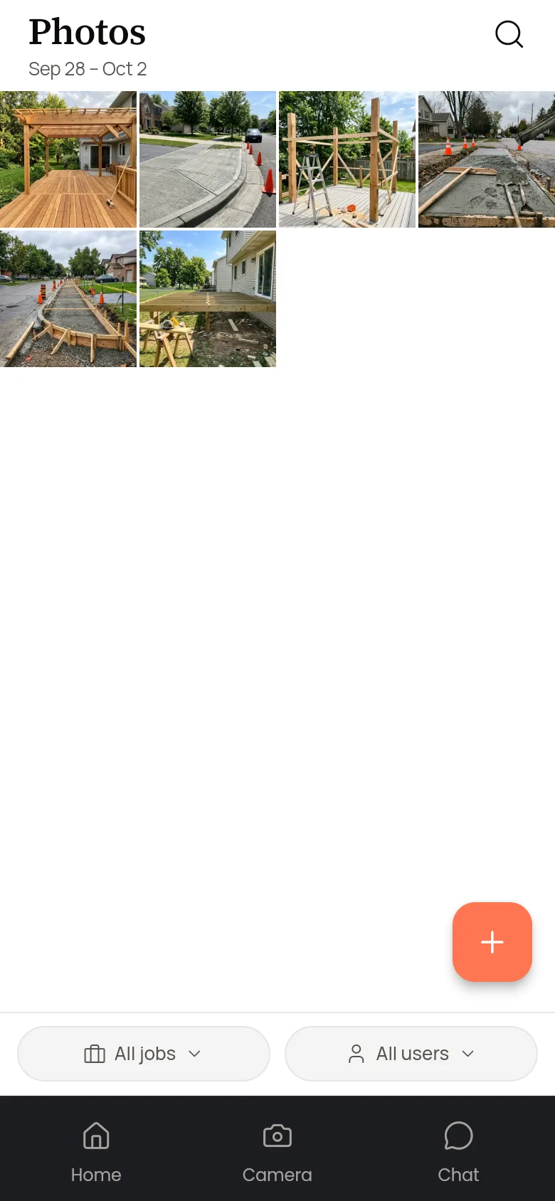 Jobsite photo gallery on the JobSnap mobile app